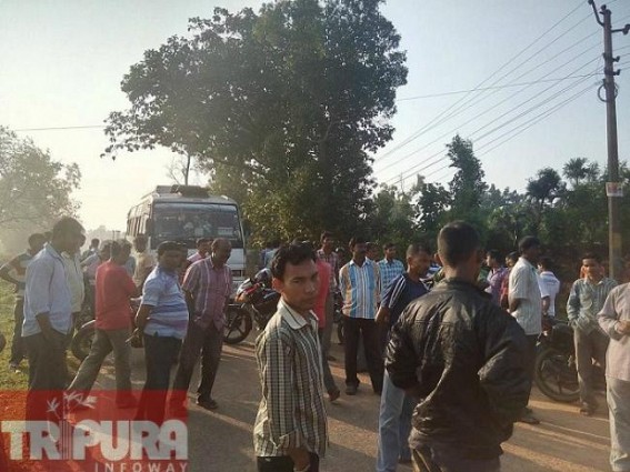 Fuel crisis continues state-wide: NH-44 road blocked at Sabroom